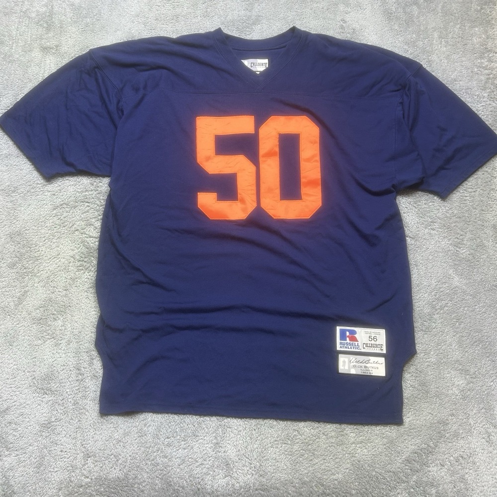 Vintage Russell Dick Butkus #50 Illinois Jersey Navy 56 Collegiate Legends